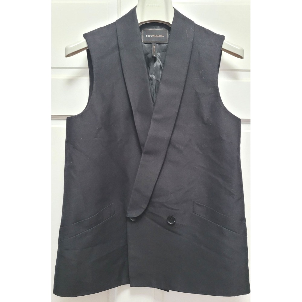 BCBG Maxazria Women's Tailored Cotton Silk Suit Vest -‎ Black - XS